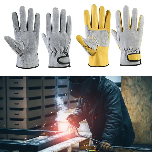 Heat Resistant Flame Retardant Leather Welding Gloves – Anti-Cut Work Gloves for Welding, Fireplace, Oven & Industrial Use