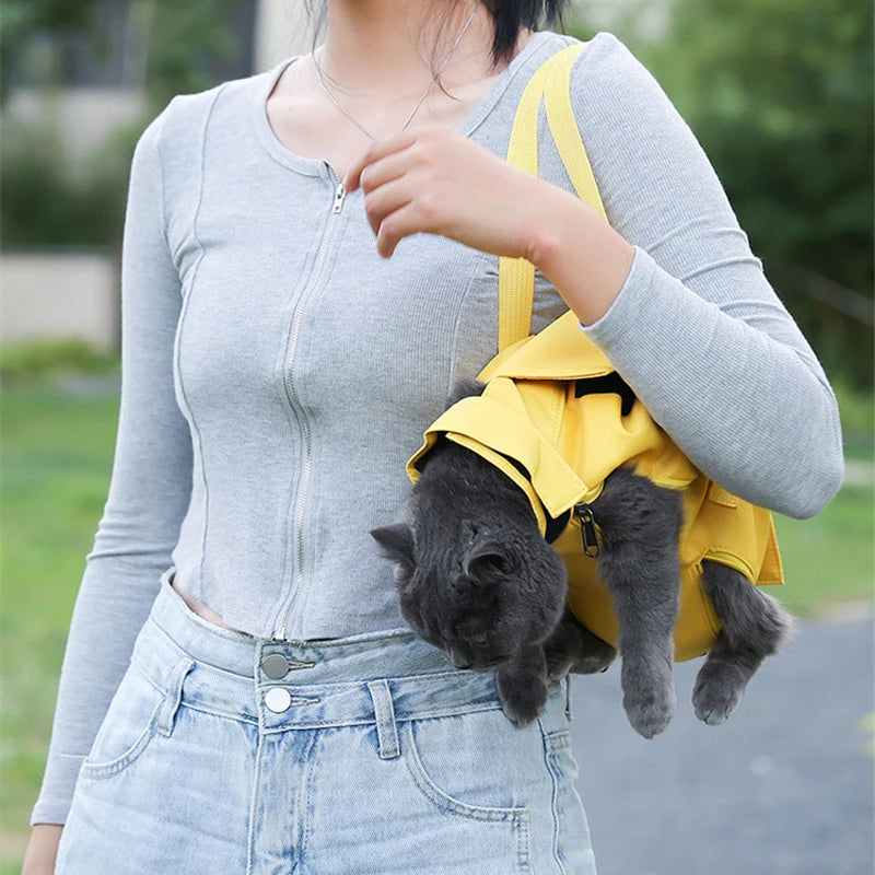 Multifunctional Pet Carrier Bag – Breathable Double-Shoulder Cat Backpack, Anti-Scratch & Bite, Foldable Portable Carrier