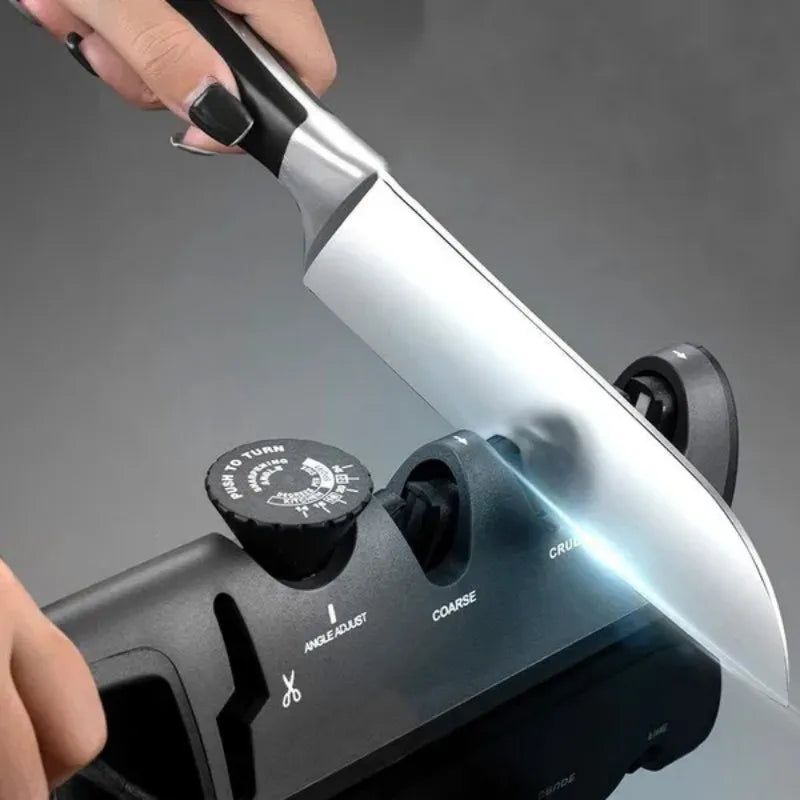 Upgraded 4-in-1 Angle Adjustable Knife Sharpener – Professional Kitchen Blade & Scissors Grinder with Sharpening Stone