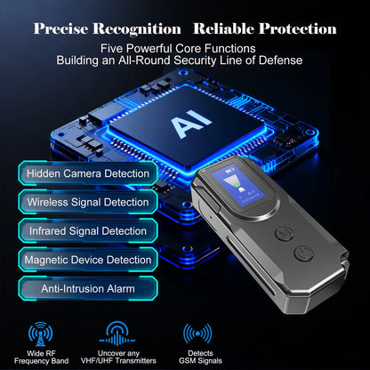 AI-Powered RF Signal Scanner - Portable Hidden Camera Detector with HD Display for Hotel & Travel Privacy Safety