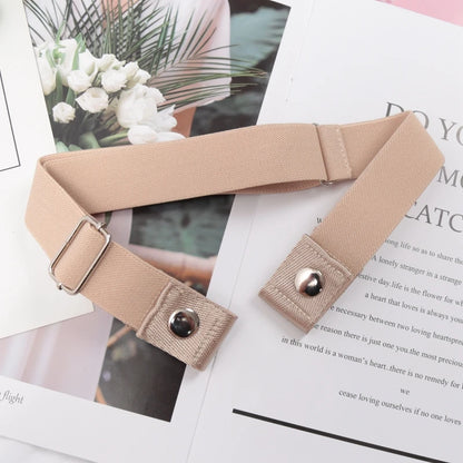 Elastic Buckle-Free Canvas Belt for Women – Stretch Waist Belt for Jeans & Pants, Invisible Lazy Belt