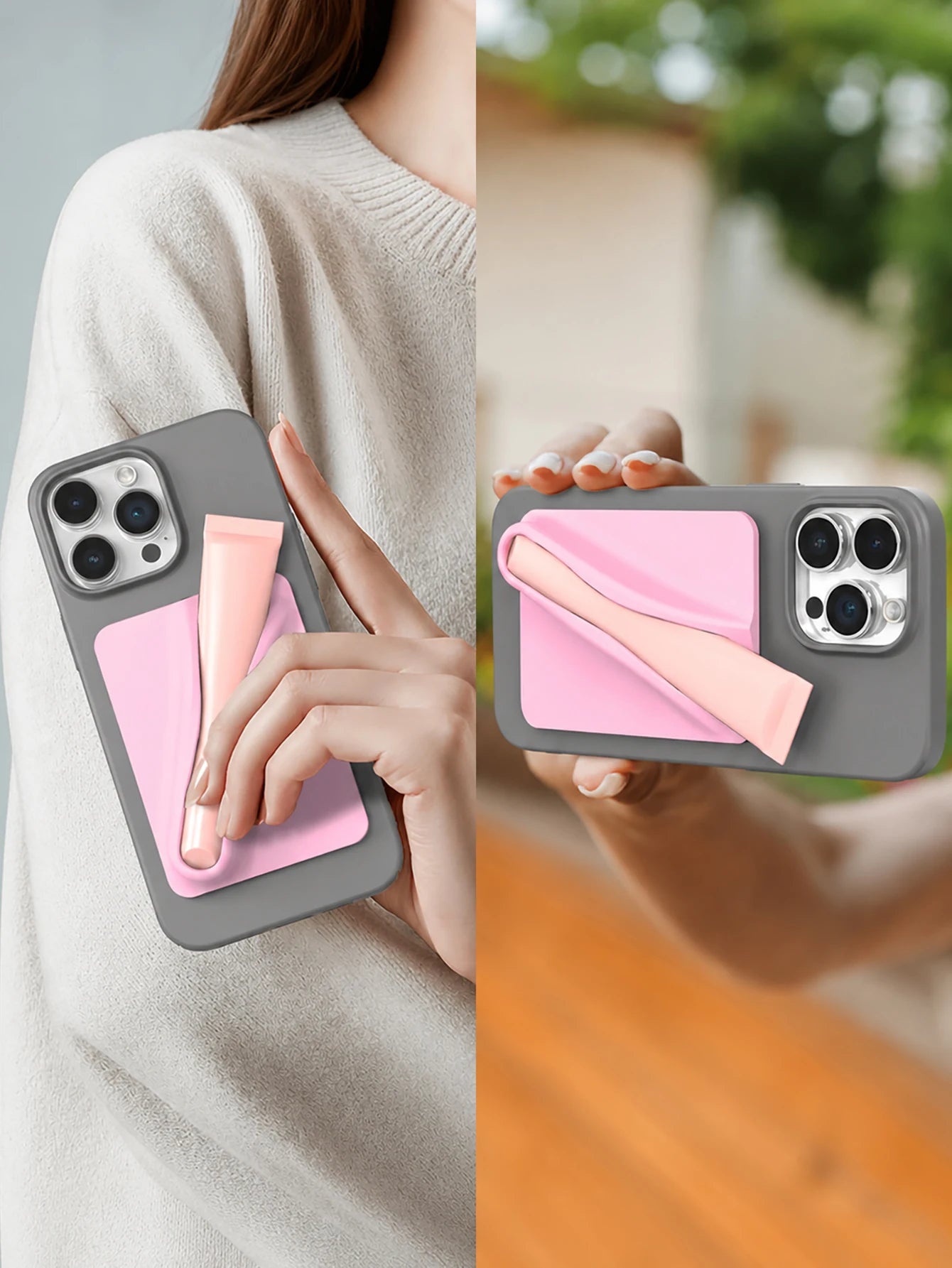 Silicone Lipstick Phone Holder - Portable Lip Gloss Organizer Attachment for Smartphones, Cute Birthday Gift for Women