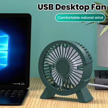 Mini USB Rechargeable Desk Fan - Portable Small Cooling Fan for Student Dorm, Office, Computer Desk and Home Use