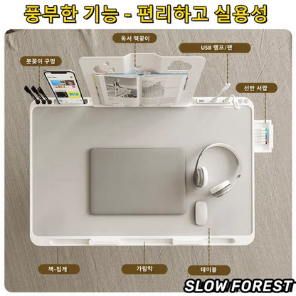 Adjustable Laptop Bed Tray Table – Portable Foldable Desk with Storage Drawer for Sofa & Lap Use
