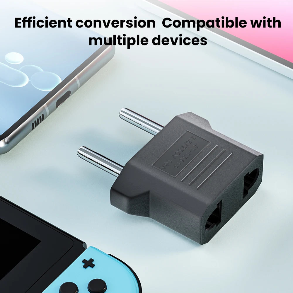 US to EU Plug Adapter - Universal Travel Power Converter for American, China & Korea Plugs 4.0/4.8mm
