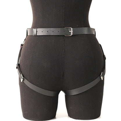 Punk Gothic PU Leather Waist & Thigh Harness - Adjustable Men's Body Strap Accessory for Festivals, Carnivals & Streetwear