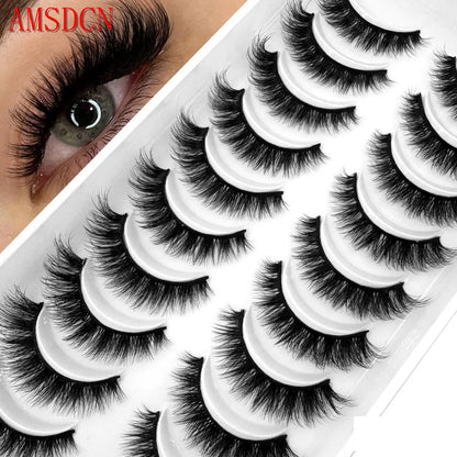 HBZGTLAD 10 Pairs 3D Faux Mink False Eyelashes – Natural Long Look Short Mink Lash Extensions for Makeup & Beauty
