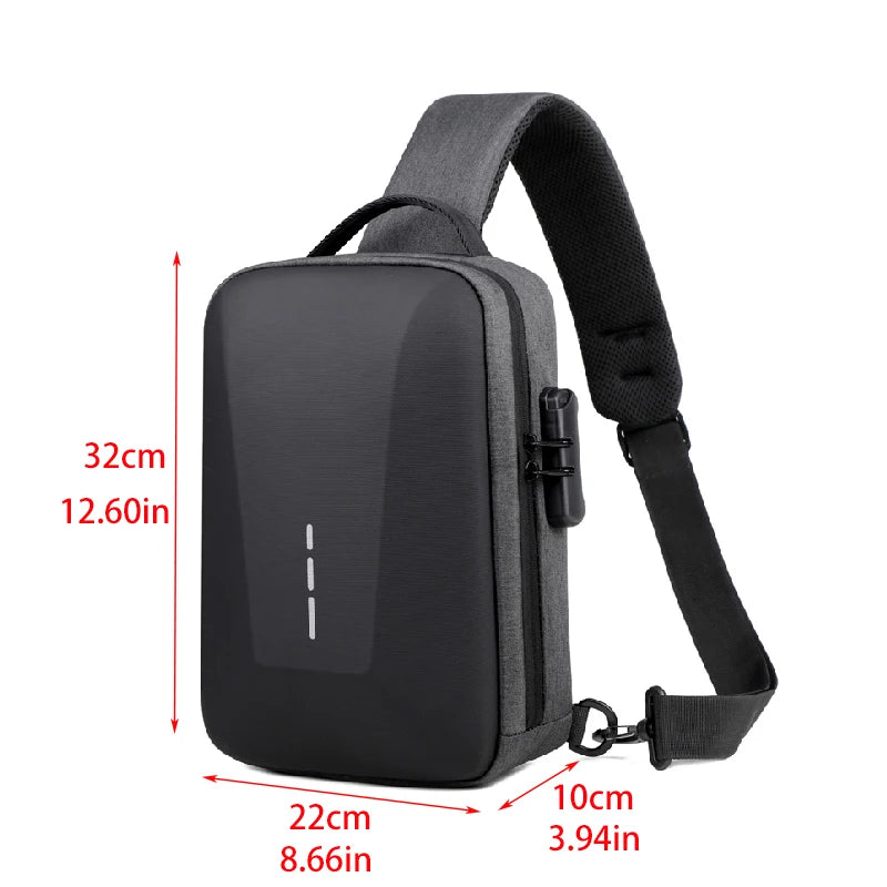 Anti-Theft Combination Lock Chest Bag with USB Charging Port – Men's Fashion Crossbody Travel Shoulder Bag