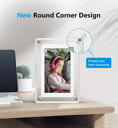 5-Inch Acrylic Digital Photo Frame — Vertical IPS Display, 4GB Memory & 1200mAh Battery | Portable Digital Picture Frame