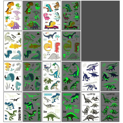 10-Piece Luminous Dinosaur & Animal Temporary Tattoos – Glow-in-the-Dark Waterproof Stickers for Kids, Arm & Body Art