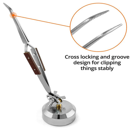 Self-Locking Jewelry Soldering Tweezers Set – Curved & Straight Rebound Precision Welding Repair Tool