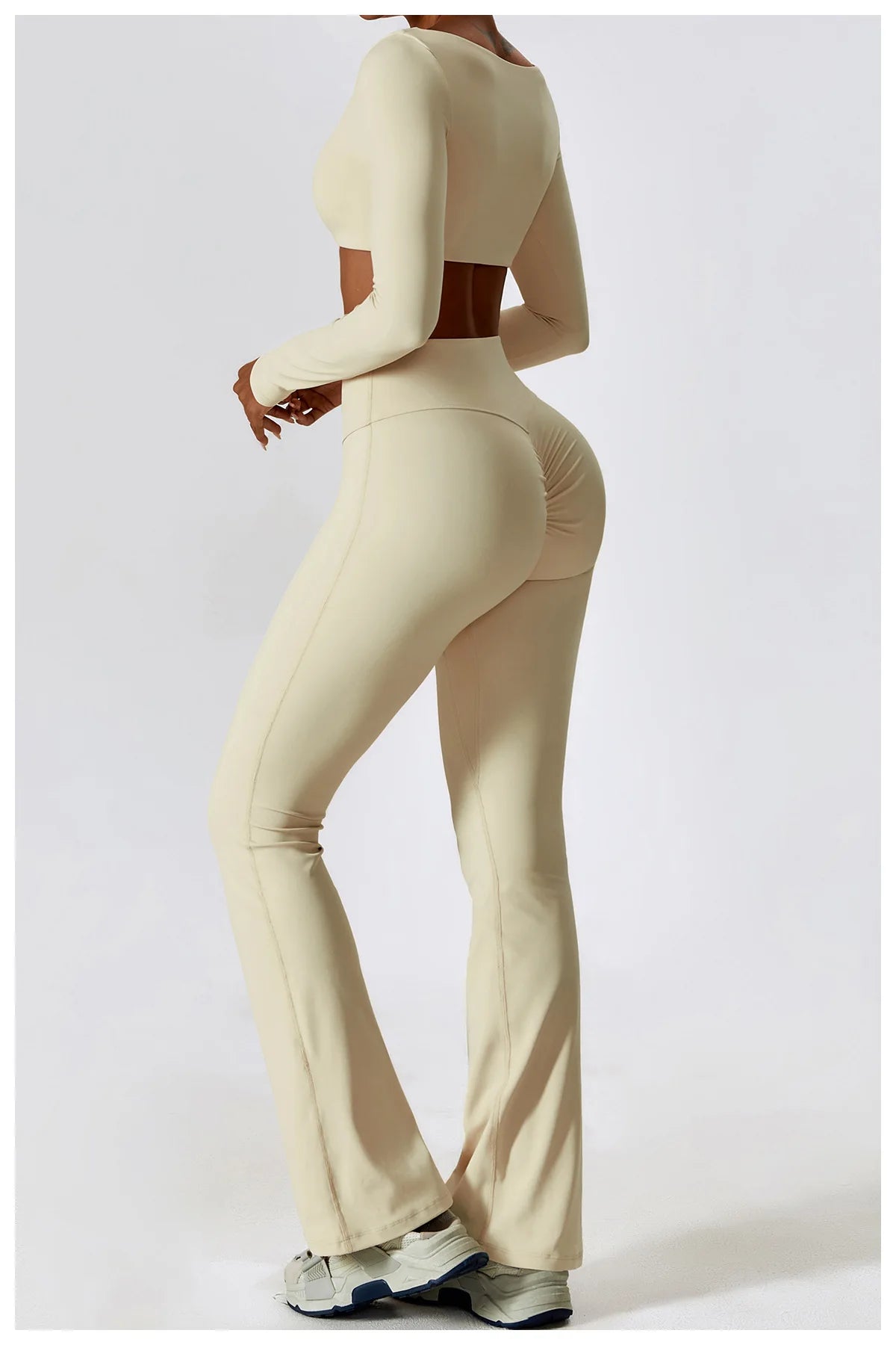 2PCS Seamless Women’s Yoga Set – Long Sleeve Crop Top & Leggings Workout Outfit, Athletic Gym Sportswear