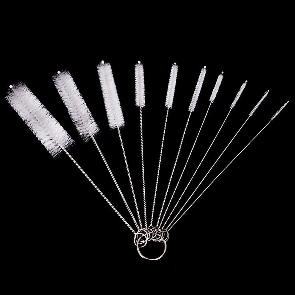 10pcs Nylon Bottle & Straw Cleaning Brush Set – Kitchen Tube, Bottle & Straw Bristle Cleaner Kit