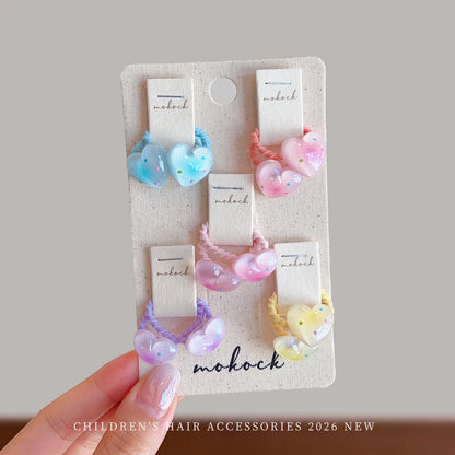 10PCS Ocean-Themed Baby Girl Hair Ties - High-Elasticity Korean-Style Star and Heart Hair Bands for Toddlers, Gentle Everyday Wear
