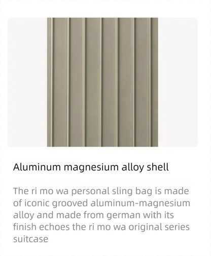 2025 RMWA Light Luxury Single-Shoulder Crossbody Bag — Vertical Aluminum-Magnesium Alloy Travel Bag, Silver Stylish Luggage