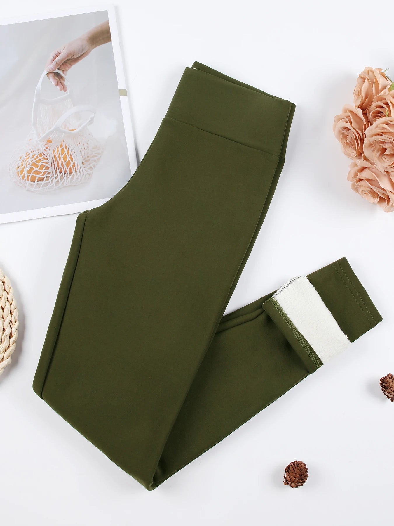 Women’s Velvet Leggings – High-Waist Thick Thermal Stretch Pants, Warm Winter Cold-Resistant Tights