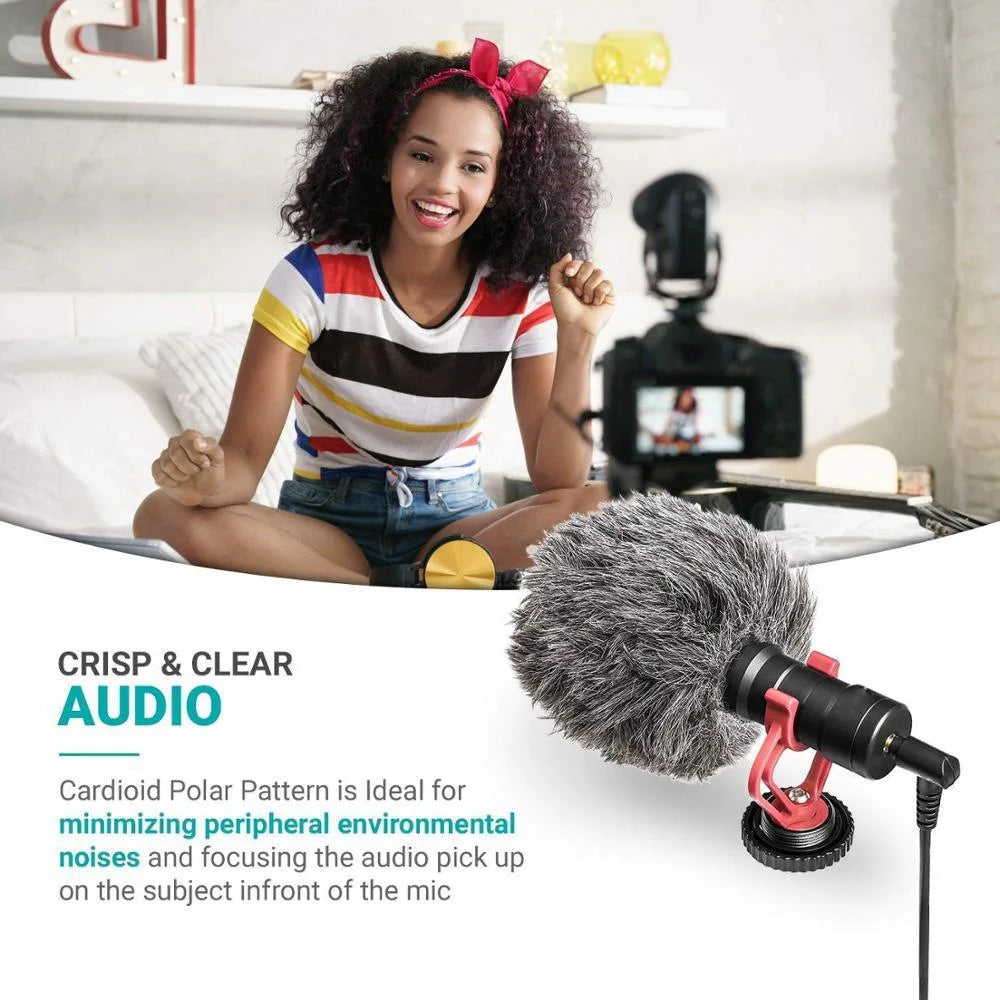 Professional Shotgun Condenser Microphone – Podcast Mic for Phone, Camera & Computer Recording