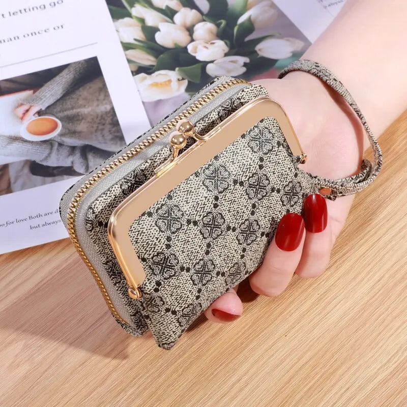 New Women’s Wrist Strap Short Wallet – Large Capacity Flower Design Coin Clip Bag with Multi Card Slots and Money Clip