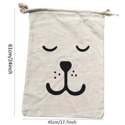 Large Cotton & Linen Laundry Bag — Drawstring Duffle Bag for Clothes & Toy Storage