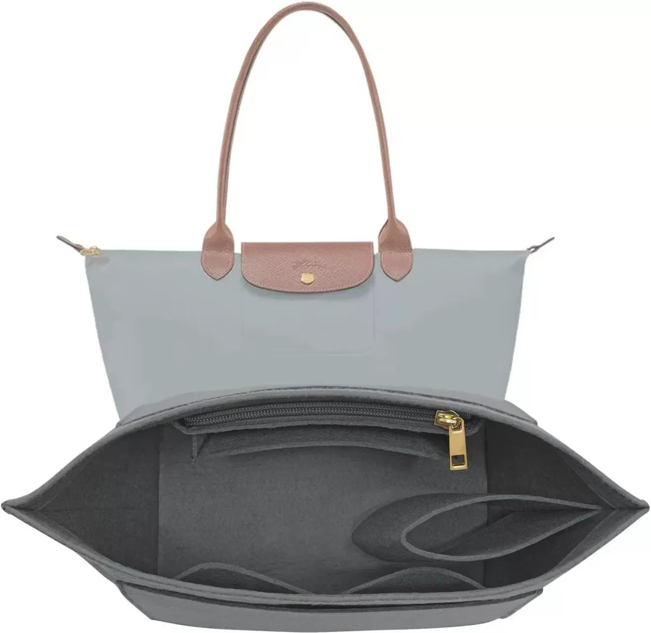 Longchamp Le Pliage S/ML Purse Organizer Insert — Custom Felt Liner with Multi-Compartment Bag Organizer