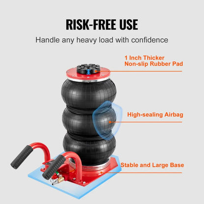 VEVOR Triple Bag Air Jack – 3 Ton (6600 lbs) Capacity Portable Pneumatic Car Jack for Heavy Duty Quick Lifting & Garage Repairs