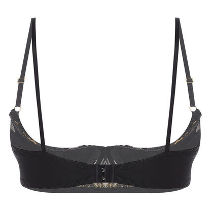 Women's Lace Push-Up Bra - 1/4 Cup Underwire Bra with Removable Pads, Embroidered Lace & Supportive Balconette Design