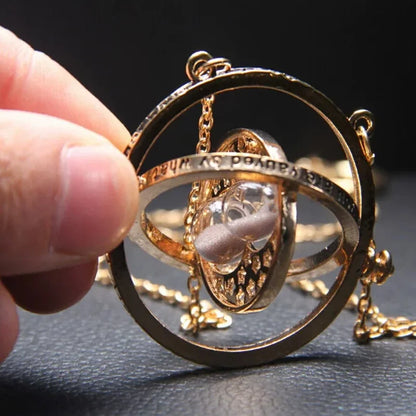 Harry Potter Golden Snitch Time-Turner Hourglass - 360° Rotatable Cosplay Pendant and Wizard Fan Gift