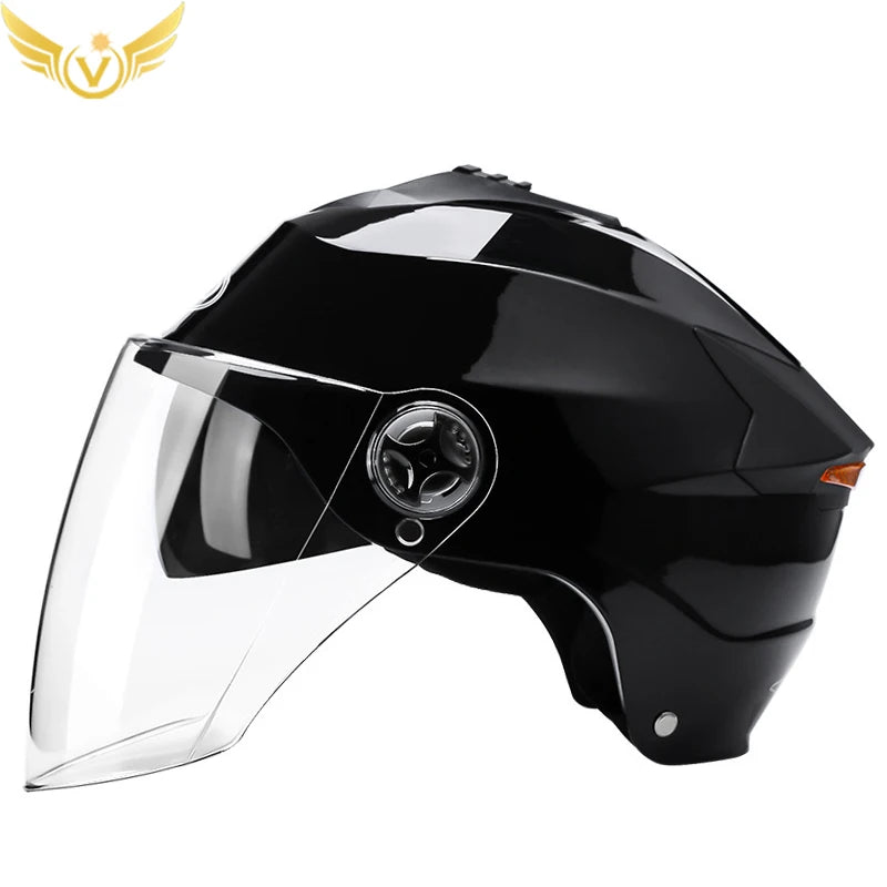 Motorcycle Helmet with LED Lights – Double Visor Moped Helmet for Men & Women, Electric Scooter & Bicycle Light, Rechargeable