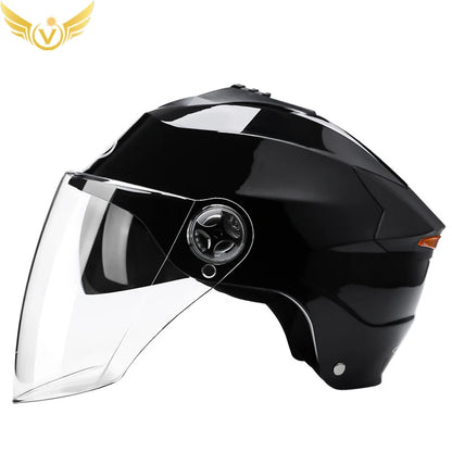 LED Motorcycle Helmet with Double Visor – Rechargeable Electric Scooter & Bicycle Safety Helmet for Men & Women Night Riding Protection