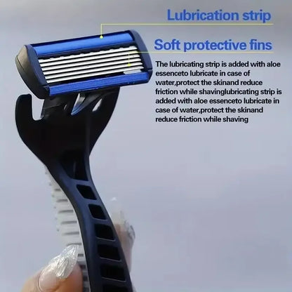 Men’s Manual Safety Razor – 6-Layer Stainless Steel Hair Removal Knife with Replaceable Razor Head and Tools