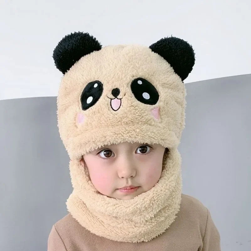 Fashionable Kids Beanie Set - Autumn & Winter Cartoon Scarf Hat, Double Layer Wool, Warm Boys & Girls Winter Hat