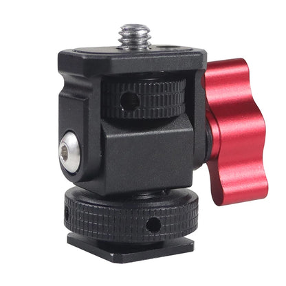 Mini Monitor Mount Holder – Swivel & Tilt Tripod Head with Cold Shoe Adapter for Flash, Microphone, and Fill Light