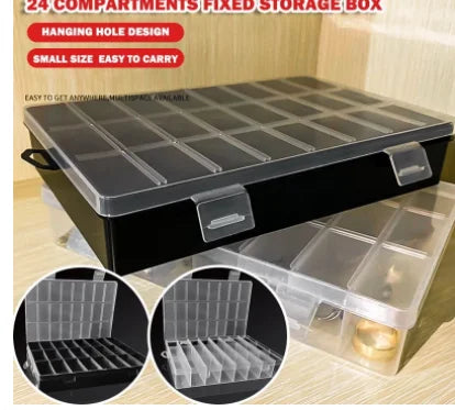 24-Grid Plastic Storage Box – Jewelry, Beads, Screws Organizer for Home Display & Storage