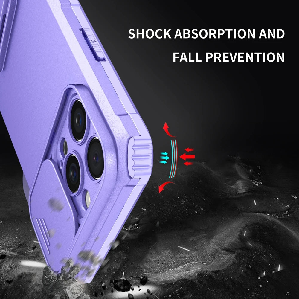 Slide Camera Protection Hard Case – Durable Plastic Phone Cover for iPhone 7 to 16 Series