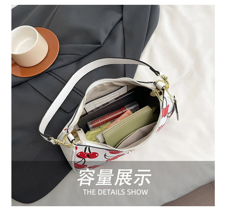 2025 Modern Vintage Cherry Crossbody Bag – Mahjong-Style Chain Shoulder & Underarm Bag, Women’s Light Luxury