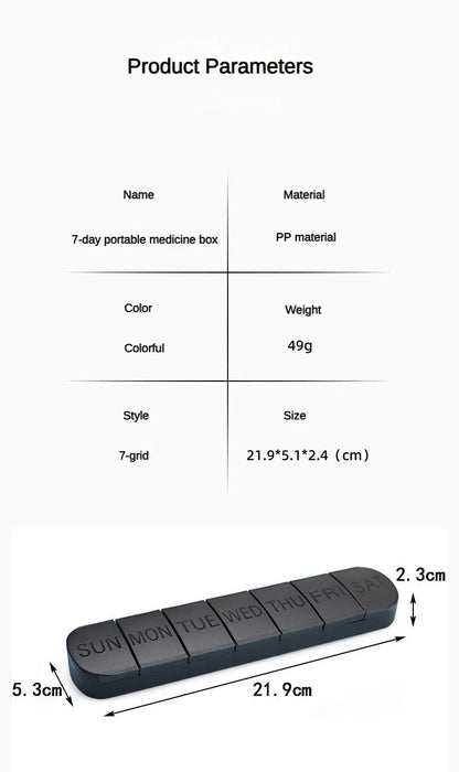 Weekly Medicine Pill Box – Mini Portable 7-Grid Organizer, Pill Case & Tablet Storage Container
