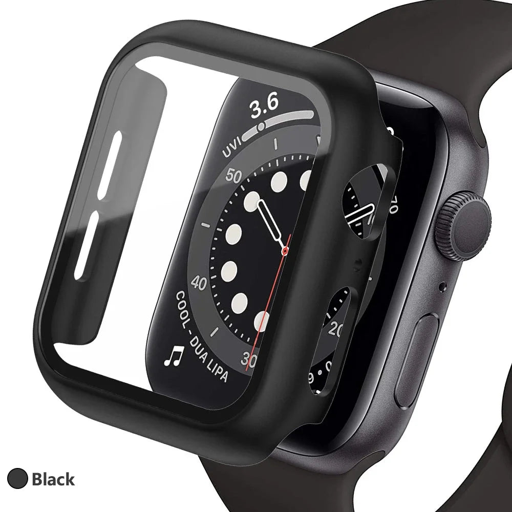 Tempered Glass Screen Protector Case for Apple Watch - Series 8 7 6 SE 5 4 3 Protective Cover Accessories 41mm 40mm 44mm 45mm 42mm