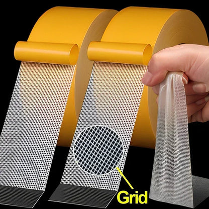 5M Strong Fixation Double Sided Tape - Translucent Mesh Waterproof Tape with High Viscosity - Ideal for Carpet Adhesion and Traceless Installation