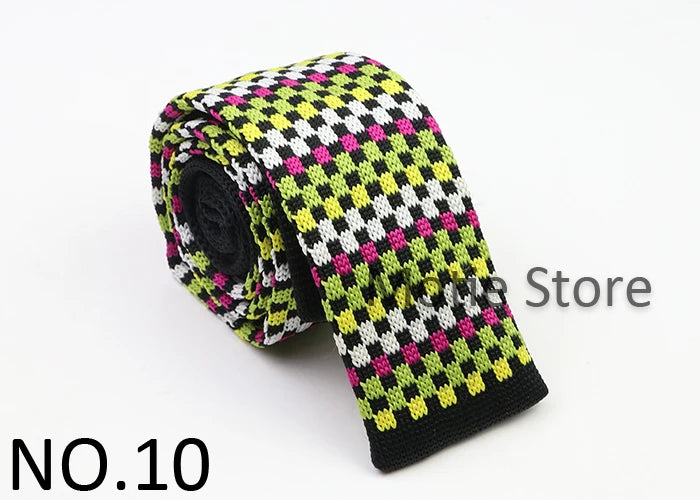 Classic Knit Neck Tie for Men — 6cm Plaid & Dots Casual Business Wedding Tie