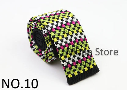 Classic Knit Neck Tie for Men — 6cm Plaid & Dots Casual Business Wedding Tie