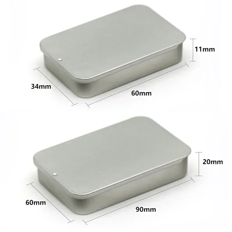 Metal Rectangular Tin Storage Box – Portable Slide-Cover Organizer for Candy, Pills & Small Items, Empty Tinplate Container