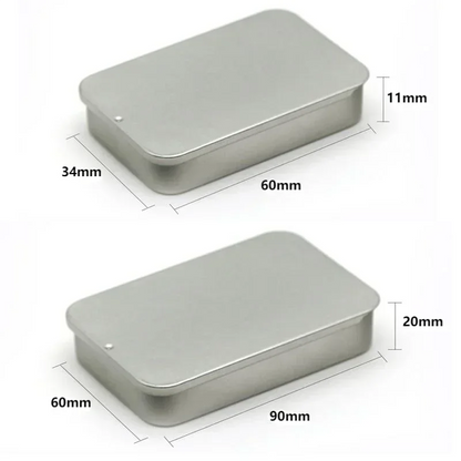 Metal Rectangular Tin Storage Box – Portable Slide-Cover Organizer for Candy, Pills & Small Items, Empty Tinplate Container