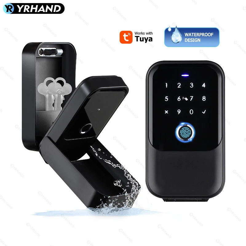 YRHAND TTlock Smart Fingerprint Lock Box – Digital Password, IC Card, Tuya Electronic Portable IP66 Security for Smart Home