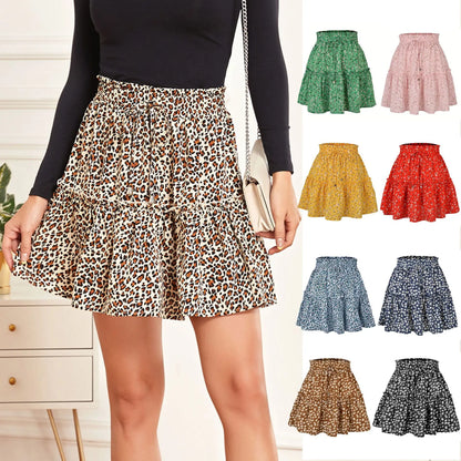 Women’s Floral A-Line Skirt – Summer High Elastic Waist Little Daisy Dress Vestidos LDY-WW4648