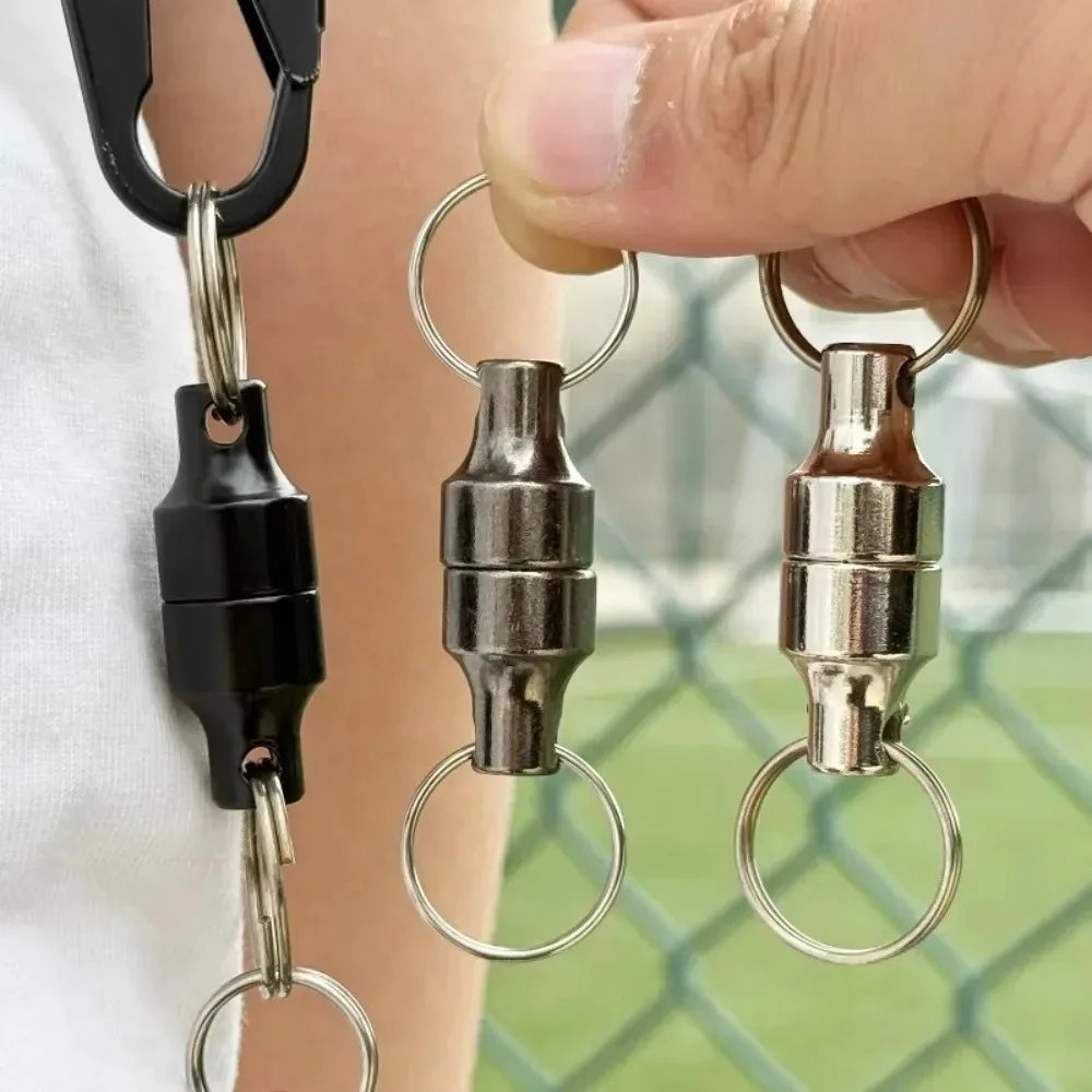 Strong Magnetic Keychain with Metal Ring – Anti-Loss Carbon Steel Car Key Holder Necklace & Storage Hanging Tool (1 Pair / 10PCS)