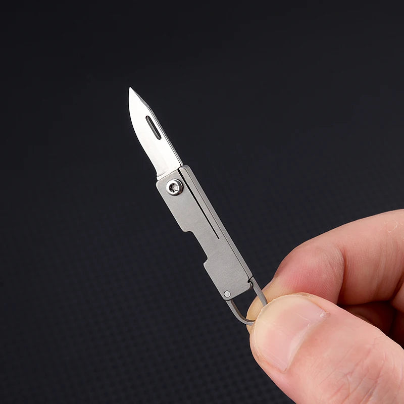 Portable Titanium Alloy Mini Folding Knife Keychain – Sharp Compact Unboxing Tool Pendant