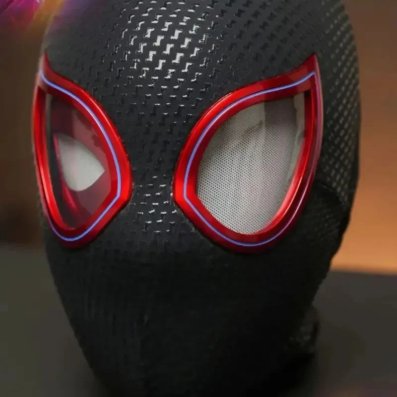 Miles Spider-Man 1:1 Electronic Mask - Moving Glowing Eyes with Ring Control for Cosplay & Collectors