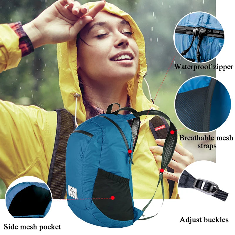 Naturehike 18L Hiking Backpack - Ultralight, Foldable, Waterproof Travel Bag for Men & Women, Outdoor Camping Small Backpack