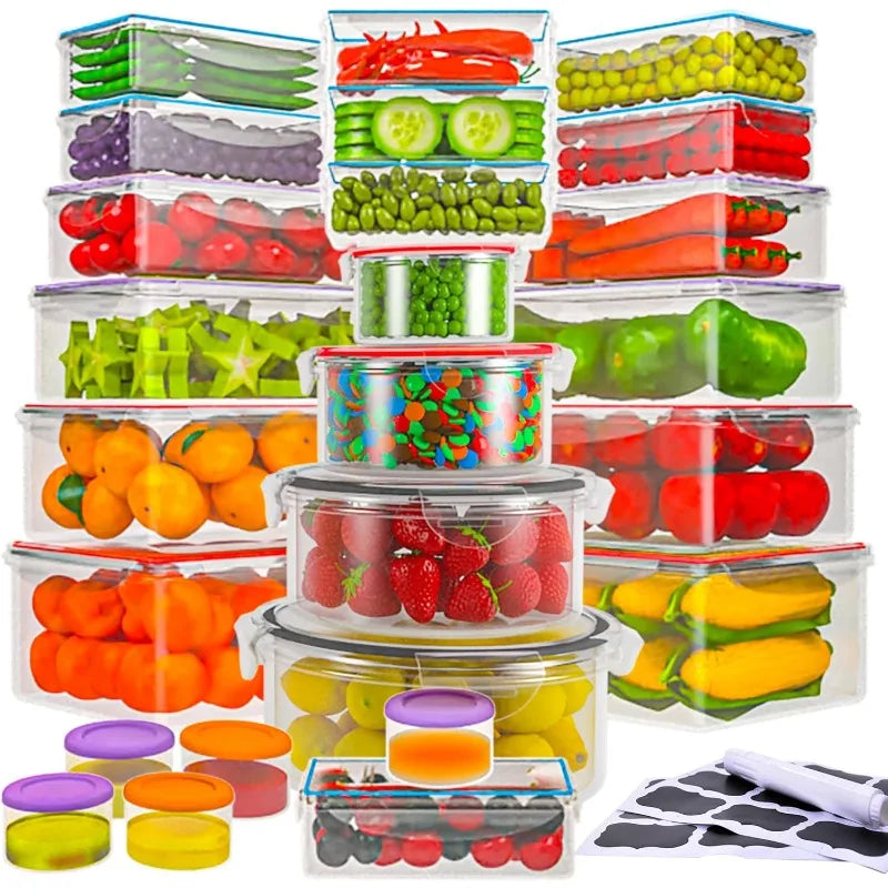 50PCS Large Airtight Food Storage Containers with Lids — Stackable BPA-Free Kitchen Set, 85oz to Small Sizes, Total 526oz