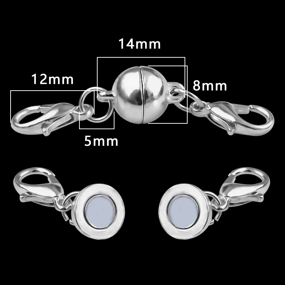 Magnetic Jewelry Clasp - Strong Metal End Connectors with Lobster Clasp for DIY Bracelets & Necklaces